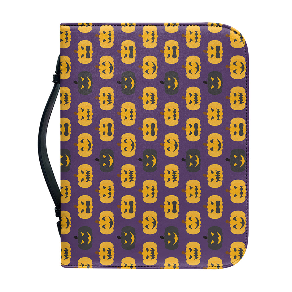 Halloween Pumpkin Pattern Print Leather Bible Cover