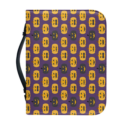Halloween Pumpkin Pattern Print Leather Bible Cover