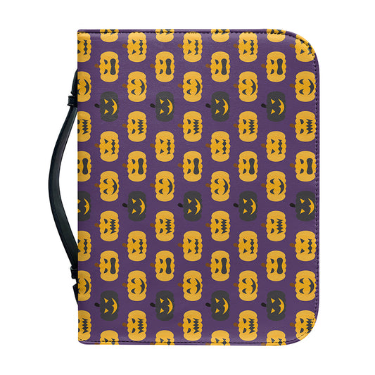 Halloween Pumpkin Pattern Print Leather Bible Cover