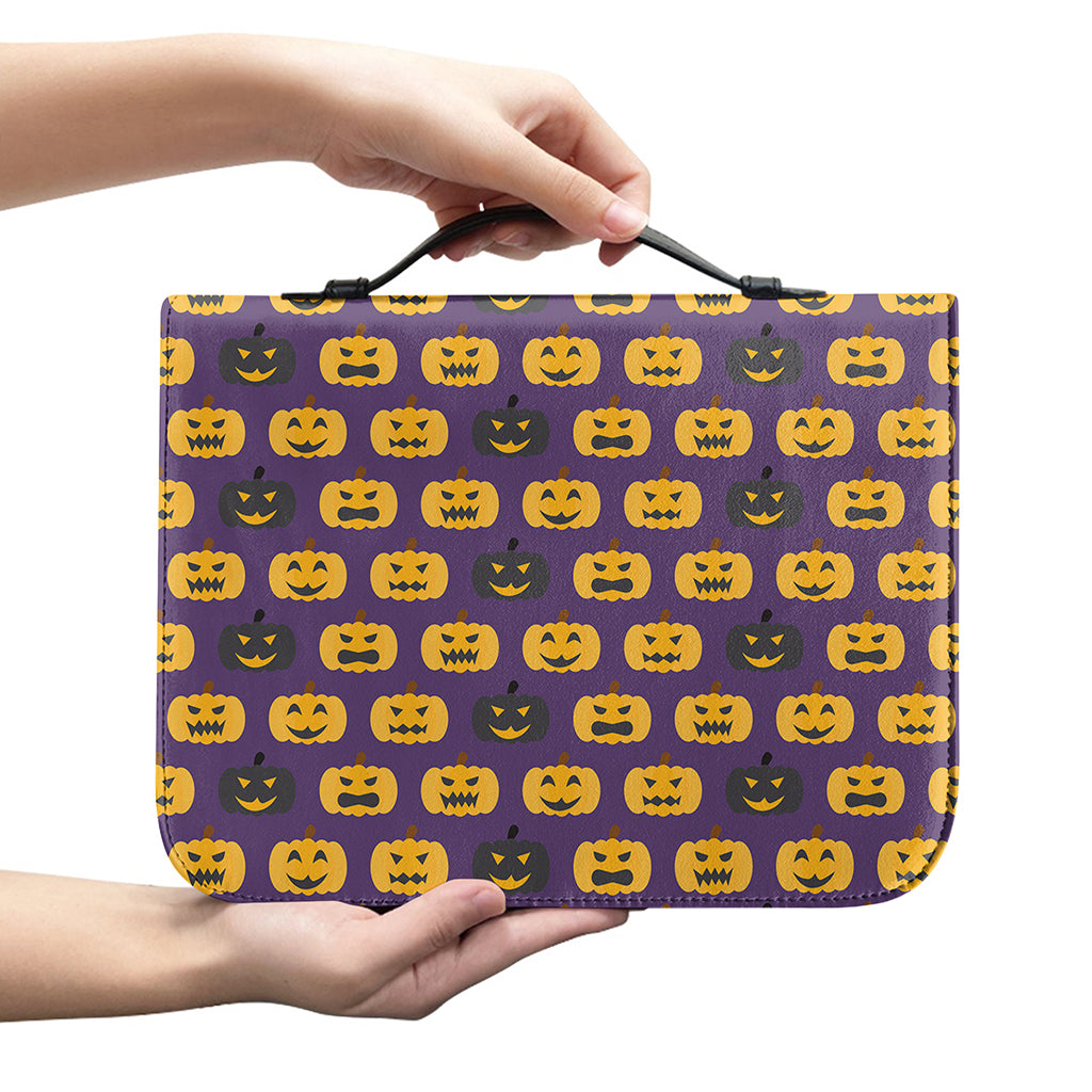 Halloween Pumpkin Pattern Print Leather Bible Cover