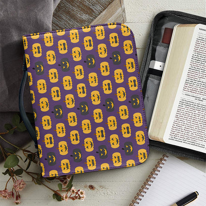 Halloween Pumpkin Pattern Print Leather Bible Cover
