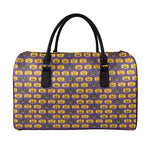 Halloween Pumpkin Pattern Print Leather Duffle Bag