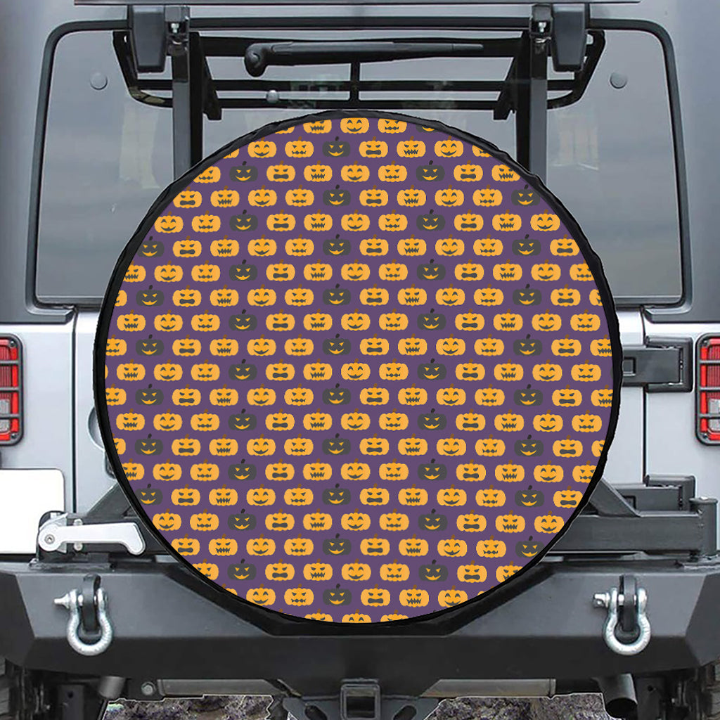 Halloween Pumpkin Pattern Print Leather Spare Tire Cover