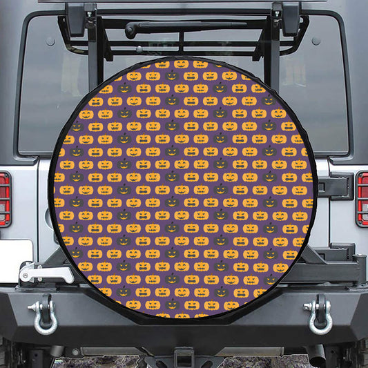 Halloween Pumpkin Pattern Print Leather Spare Tire Cover