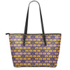 Halloween Pumpkin Pattern Print Leather Tote Bag