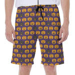 Halloween Pumpkin Pattern Print Men's Beach Shorts