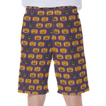 Halloween Pumpkin Pattern Print Men's Beach Shorts