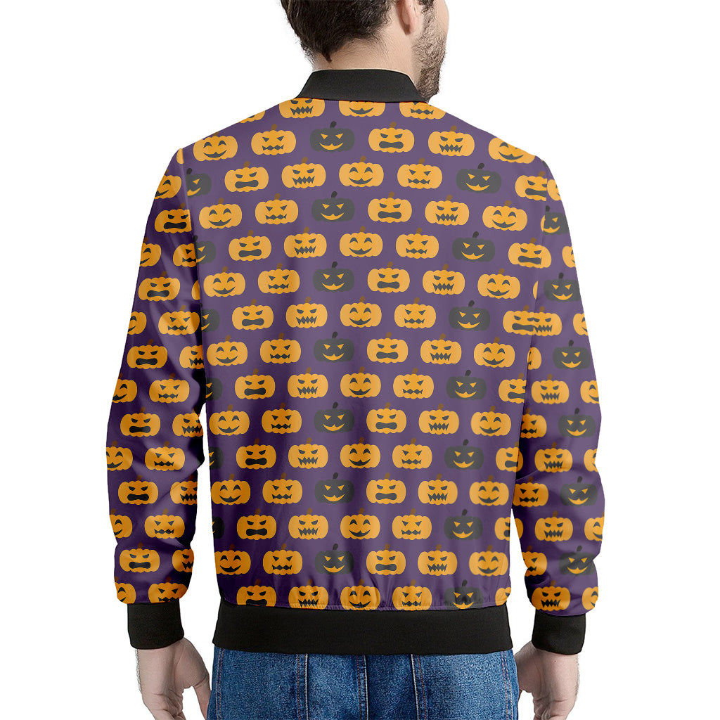 Halloween Pumpkin Pattern Print Men's Bomber Jacket