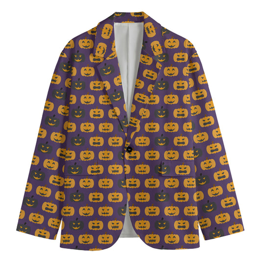 Halloween Pumpkin Pattern Print Men's Cotton Blazer
