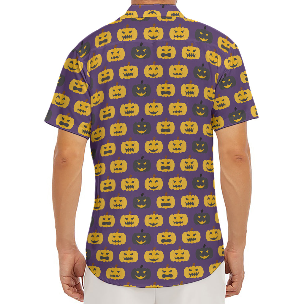 Halloween Pumpkin Pattern Print Men's Deep V-Neck Shirt