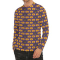 Halloween Pumpkin Pattern Print Men's Long Sleeve Rash Guard