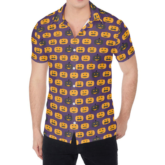 Halloween Pumpkin Pattern Print Men's Shirt