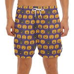 Halloween Pumpkin Pattern Print Men's Split Running Shorts