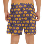 Halloween Pumpkin Pattern Print Men's Split Running Shorts
