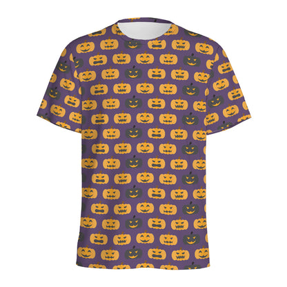 Halloween Pumpkin Pattern Print Men's Sports T-Shirt