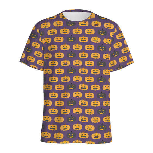 Halloween Pumpkin Pattern Print Men's Sports T-Shirt