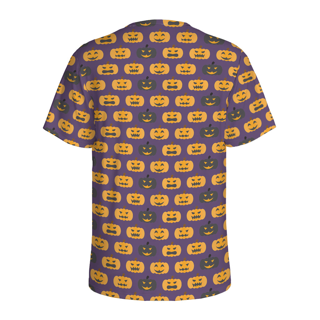 Halloween Pumpkin Pattern Print Men's Sports T-Shirt