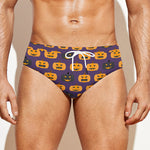 Halloween Pumpkin Pattern Print Men's Swim Briefs