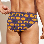 Halloween Pumpkin Pattern Print Men's Swim Briefs