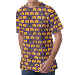 Halloween Pumpkin Pattern Print Men's Velvet T-Shirt
