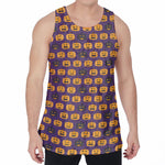 Halloween Pumpkin Pattern Print Men's Velvet Tank Top