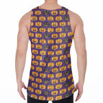 Halloween Pumpkin Pattern Print Men's Velvet Tank Top