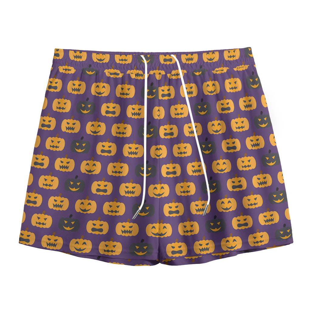 Halloween Pumpkin Pattern Print Mesh Shorts