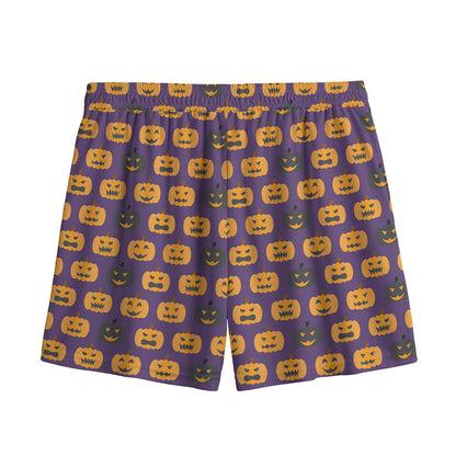 Halloween Pumpkin Pattern Print Mesh Shorts