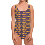 Halloween Pumpkin Pattern Print One Piece Swimsuit