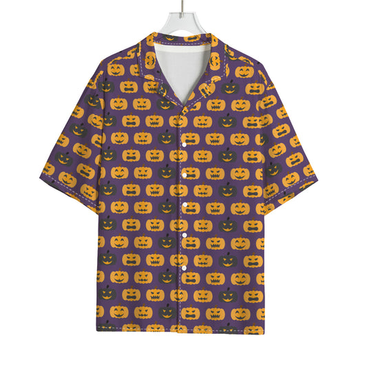 Halloween Pumpkin Pattern Print Rayon Hawaiian Shirt