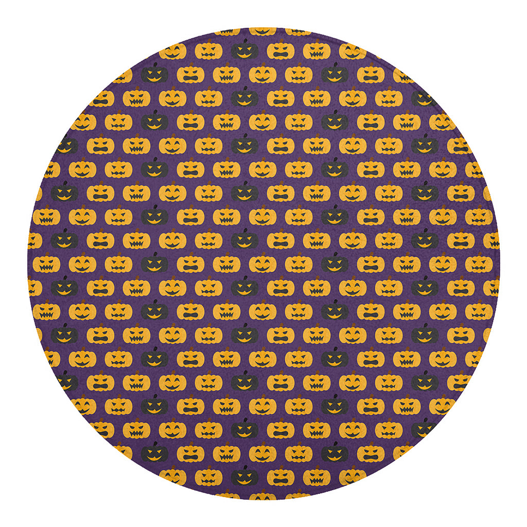Halloween Pumpkin Pattern Print Round Blanket