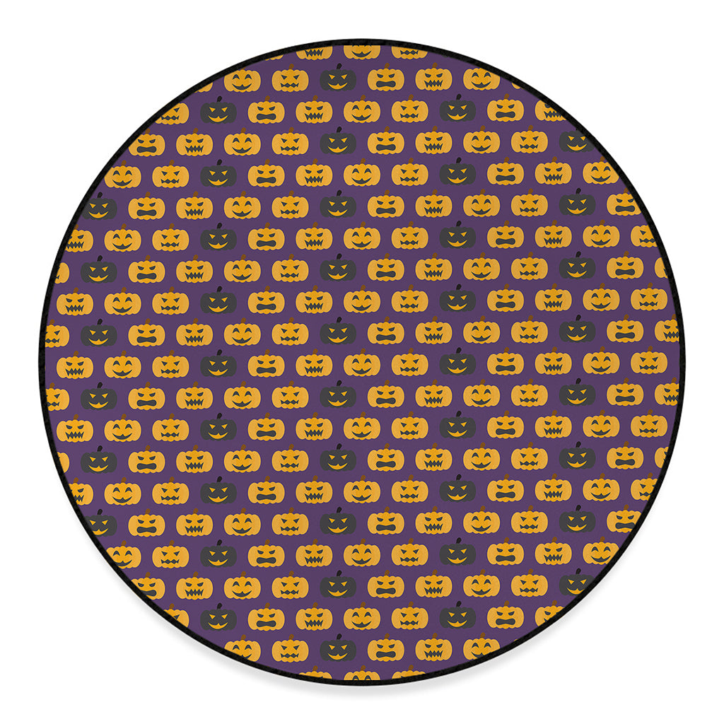 Halloween Pumpkin Pattern Print Round Floor Mat
