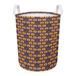 Halloween Pumpkin Pattern Print Round Laundry Basket