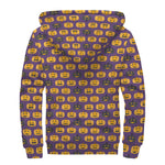 Halloween Pumpkin Pattern Print Sherpa Lined Zip Up Hoodie
