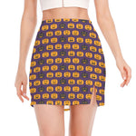 Halloween Pumpkin Pattern Print Side Slit Mini Skirt