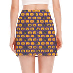 Halloween Pumpkin Pattern Print Side Slit Mini Skirt