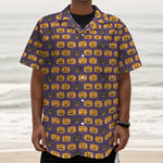 Halloween Pumpkin Pattern Print Textured Short Sleeve Shirt