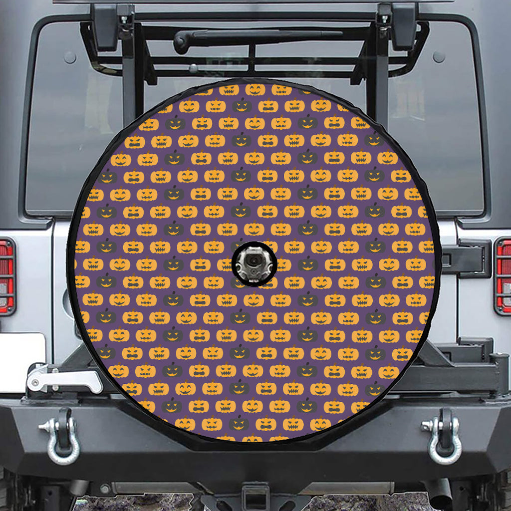 Halloween Pumpkin Pattern Print Tire Cover With Camera Hole