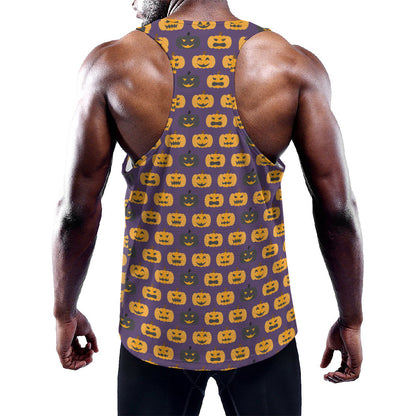 Halloween Pumpkin Pattern Print Training Tank Top