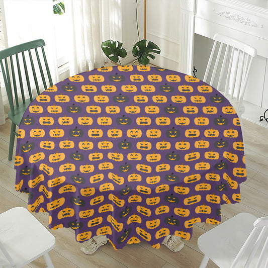 Halloween Pumpkin Pattern Print Waterproof Round Tablecloth