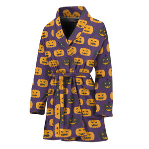 Halloween Pumpkin Pattern Print Women's Bathrobe