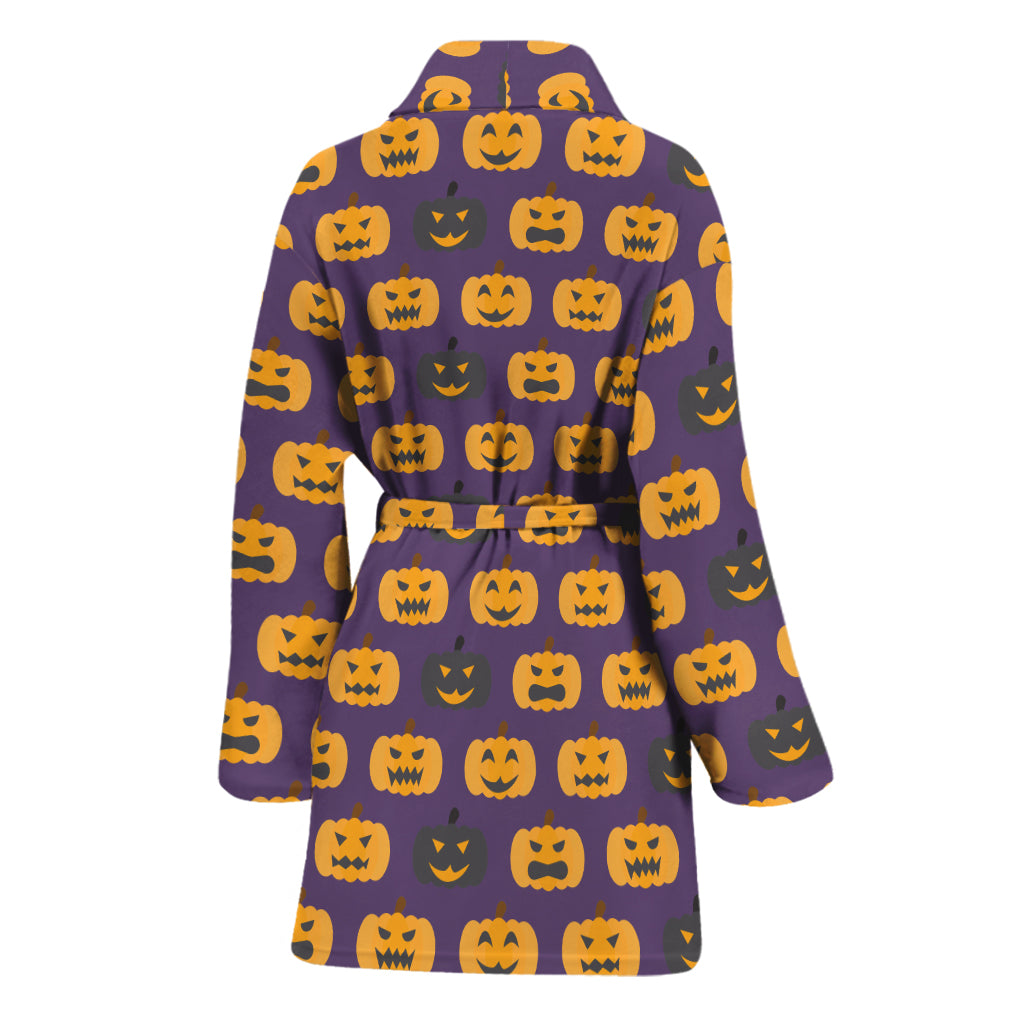 Halloween Pumpkin Pattern Print Women's Bathrobe