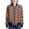 Halloween Pumpkin Pattern Print Women's Bomber Jacket