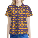 Halloween Pumpkin Pattern Print Women's Polo Shirt