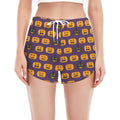 Halloween Pumpkin Pattern Print Women's Split Running Shorts