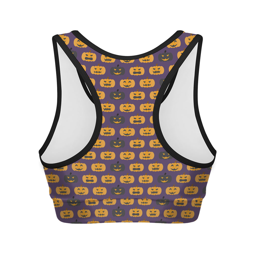 Halloween Pumpkin Pattern Print Women's Sports Bra