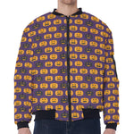 Halloween Pumpkin Pattern Print Zip Sleeve Bomber Jacket