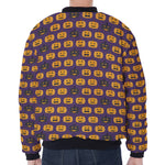 Halloween Pumpkin Pattern Print Zip Sleeve Bomber Jacket