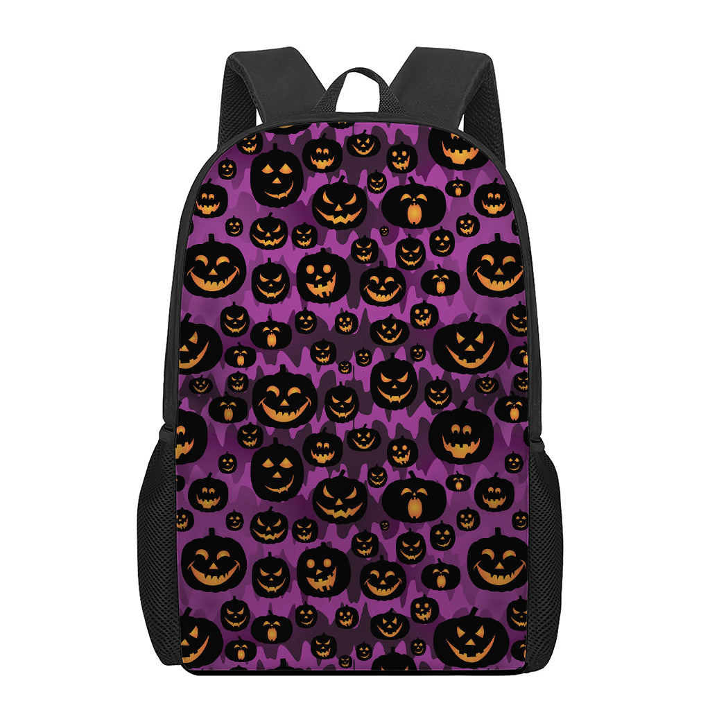 Halloween Pumpkin Smiley Faces Print 17 Inch Backpack