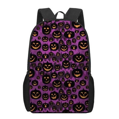 Halloween Pumpkin Smiley Faces Print 17 Inch Backpack